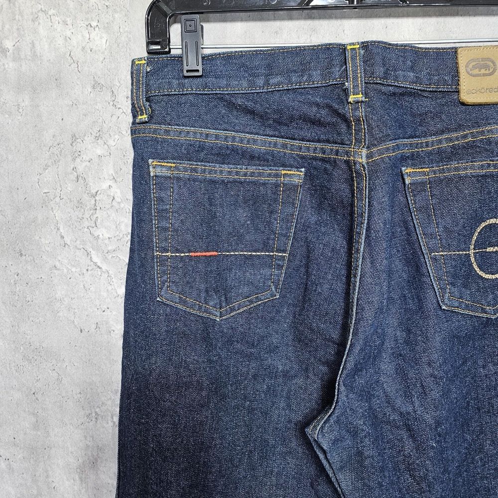 Vintage 90s Y2K Ecko Red Jrs 7 Tall Dark Wash Denim Loose Straight Jeans Street - Picture 3 of 6